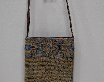 Purse Beaded Iridescent Bronze Shoulder Bag