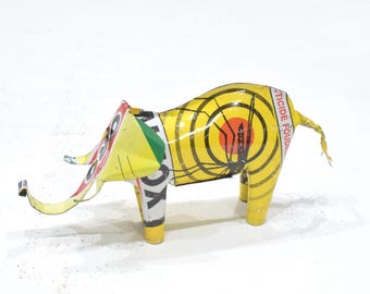 African Folk Art Toy Elephant Recycled Tin Can Tanzania
