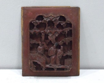 Chinese Panel Carved Wood Natural Landscape