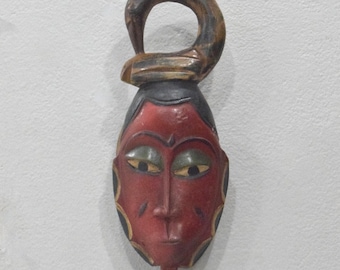 African Mask Wood Crest Baule Mask