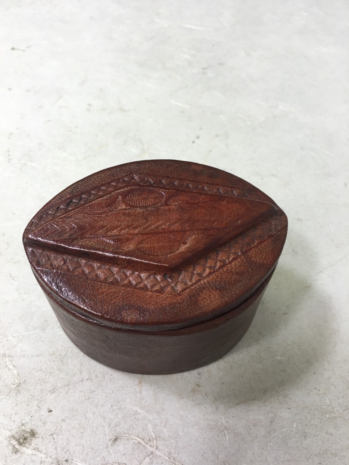 African Box Leather Brown Tuareg Mali Handmade Hand Tooled Dyed Leather Tuareg Symbols Box