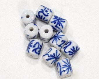 Beads Chinese Blue White Porcelain Beads 11-12mm