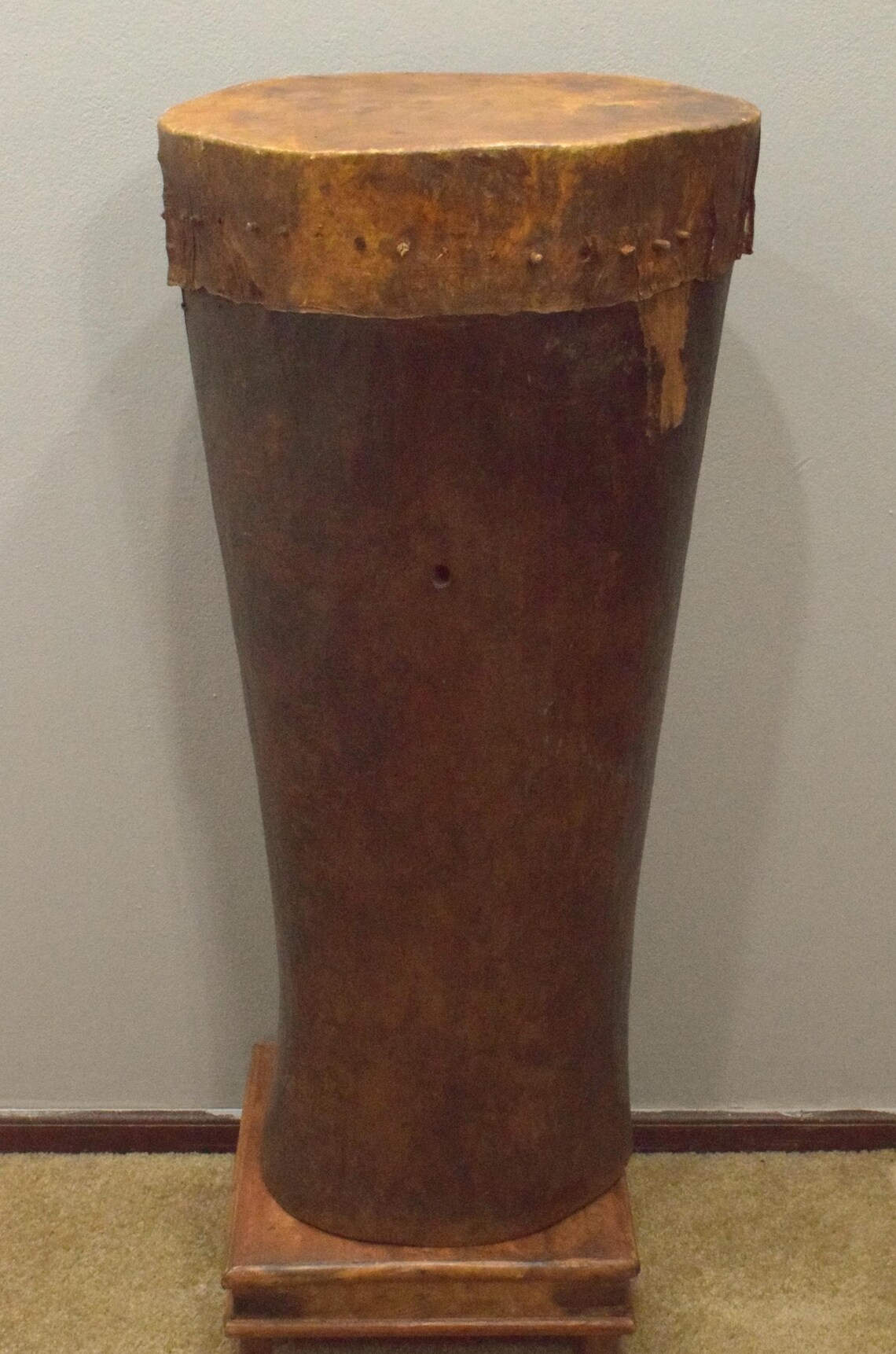 African Drum Botswana Tribal Decoration 17.5" Head, foto 2 di 5
