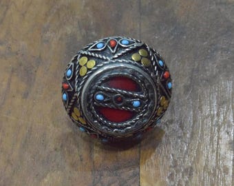Middle Eastern Silver Carnelian Ring Adjustable