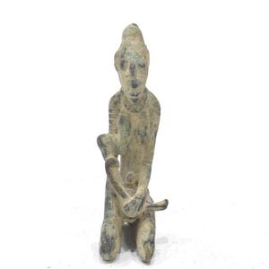 African Ashanti Bronze Mother and Child Statue Weight Ghana