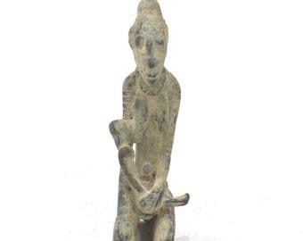 African Ashanti Bronze Mother and Child Statue Weight Ghana