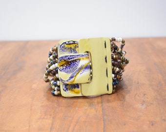 Bracelet Multi Beaded Hand Painted Buckle Clasp Bracelet