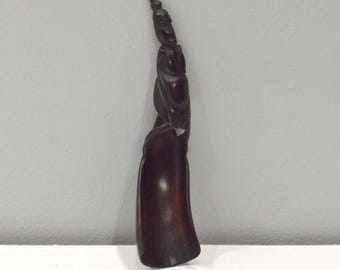 Indonesian Buffalo Horn Carved Rice Scoop Figurative Top