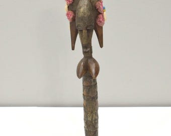 African Puppet Marka Janus Head Cooper Wood Puppet Mali