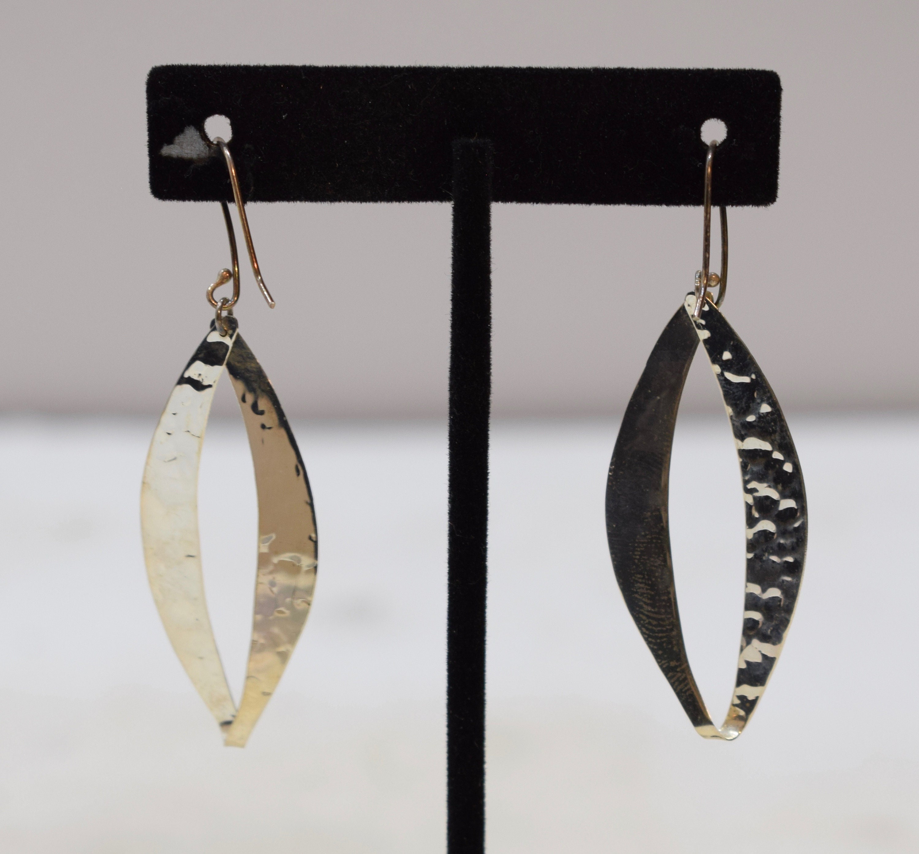 Earrings Sterling Silver Hammered Oval Earrings