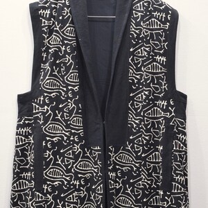 Sleeveless Duster African Black White Cotton