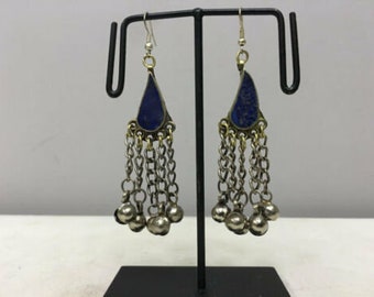 Middle Eastern Lapis Dangle Teardrop Earrings