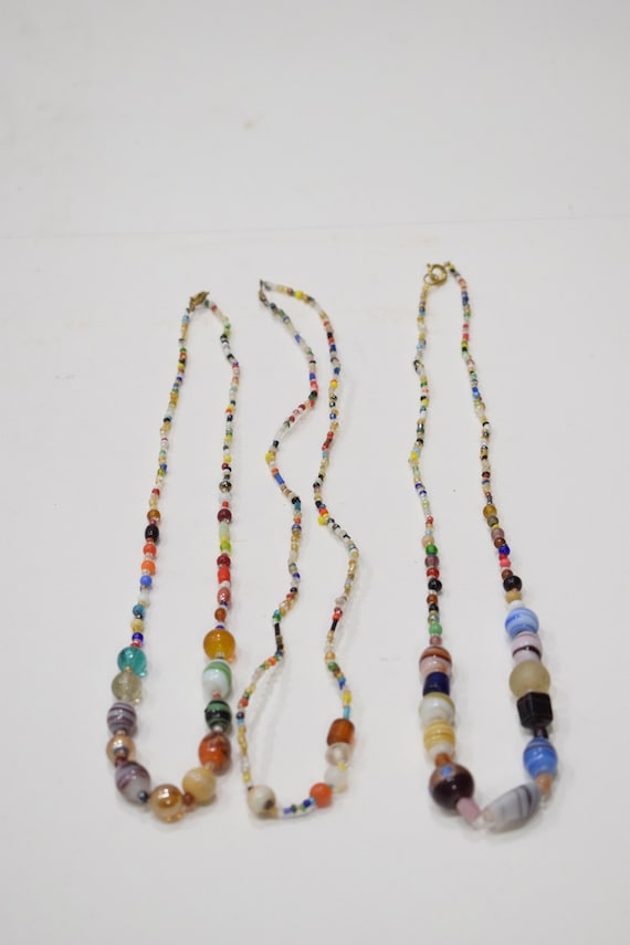 Necklace 3 Assorted Beaded Glass Necklaces - image 2