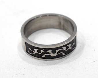 Ring Stainless Steel Etched Band Ring