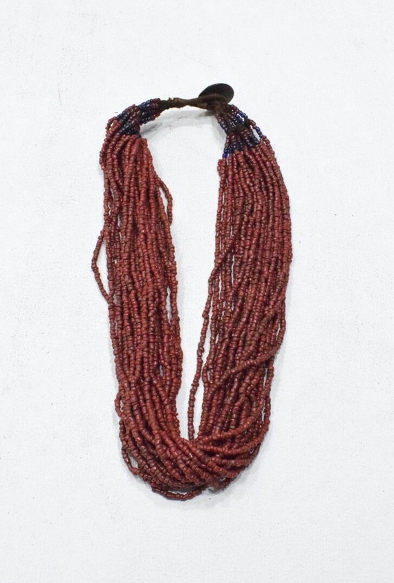 Middle Eastern Multi Woven Red Strand Bead Necklac