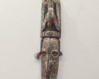 Papua New Guinea Wood Minja Mask Bird Top Washkuk Hills