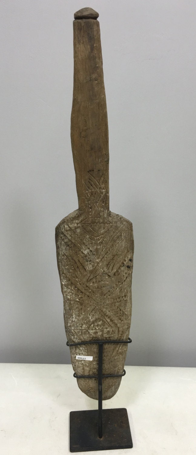 Papua new Guinea Ladle Siassi Island Stirring Incised Wood Ceremonial