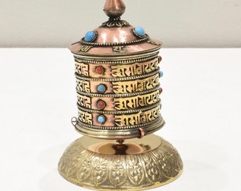 Tibetan Tabletop Buddhist Prayer Wheel