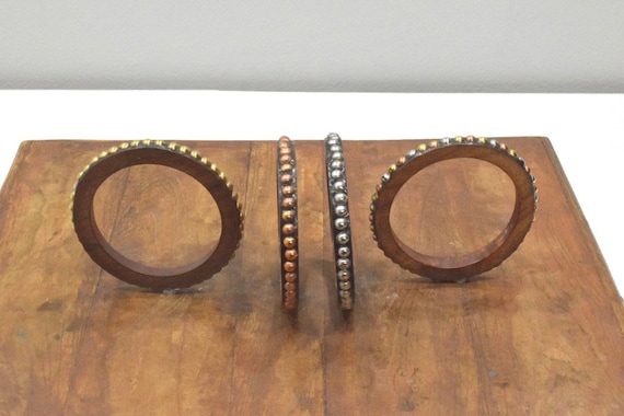Assorted Wood Studded Bangle Bracelets - image 2