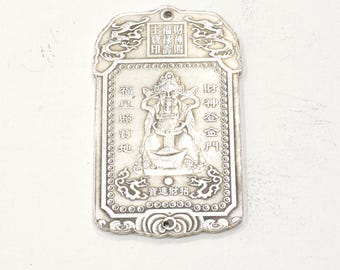Chinese Silver Alloy Buddhist Deity Amulet