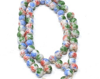 Beads Chinese Peking Glass Red Blue Strand