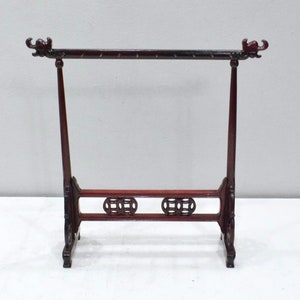 Support de collier de présentation de pinceau en bois de rose chinois, bout de dragon