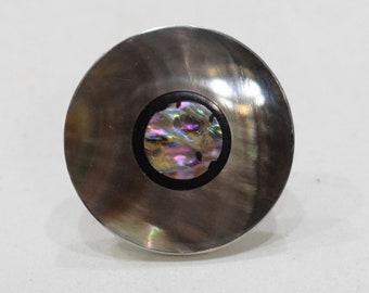 Ring Inlaid Mother of Pearl Silver Adjustable Ring Indonesia