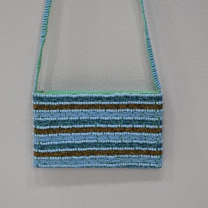 Purse Beaded Blue Bronze Shoulder Bag