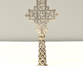 African Silver Coptic Cross Scepter Ethiopia