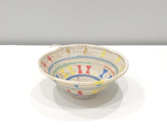 African Venda Basket Natural Woven Palm South African
