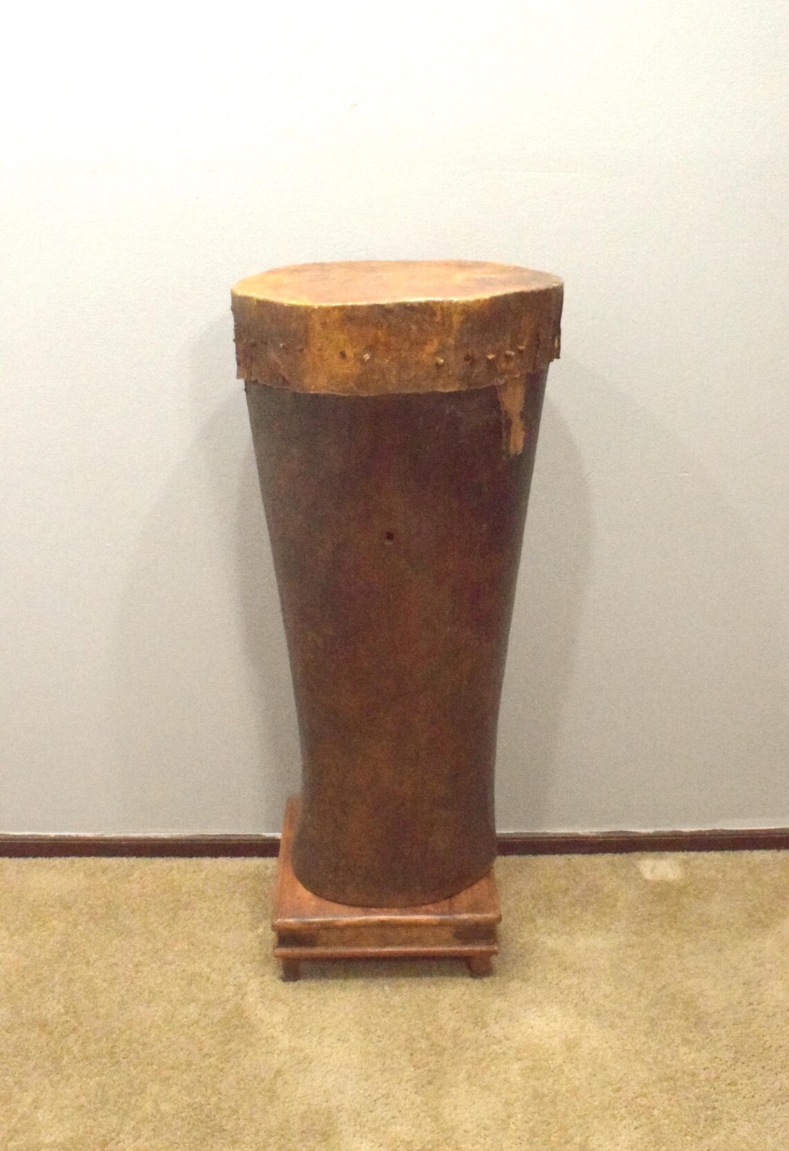 African Drum Botswana Tribal Decoration 17.5" Head, foto 1 di 5