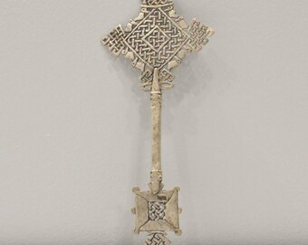 African Silver Coptic Cross Scepter Ethiopia