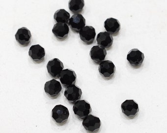 Beads Black Faceted Round Glass Beads 11mm