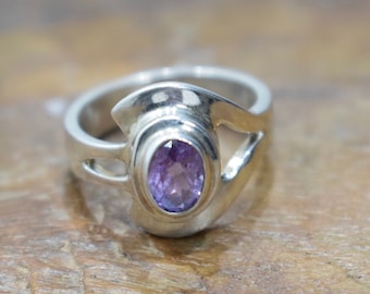 Ring Sterling Silver Amethyst Stone Ring