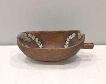 African Wood Bowl Pokot Tribe Native Repairs Kenya