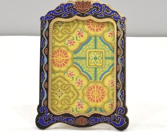 Picture Frame Cloisonné' Floral Brass Chinese Enamel Decor Frame
