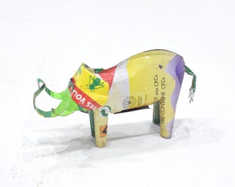 African Folk Art Toy Elephant Recycled Tin Can Tanzania