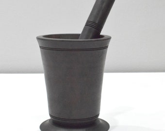 Mortar Pestle African Ebony Wood Spice Grinder Tanzania