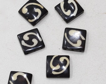 Beads Indonesian Batik Bone Square Beads 22mm