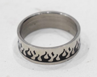Ring Stainless Steel Etched Band Ring