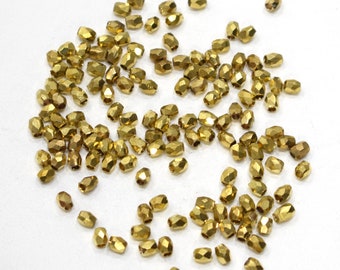 Beads Gold Diamond Cut Faceted Beads 6mm