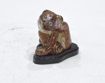 Chinese Cloisonne Monkey on Stand