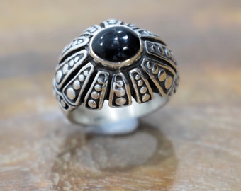 Ring Sterling Silver Black Onyx Dome Ring