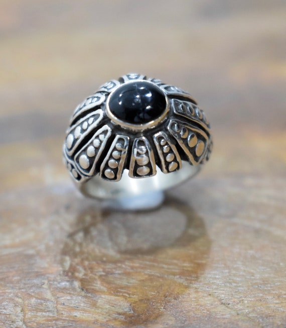 Ring Sterling Silver Black Onyx Dome Ring