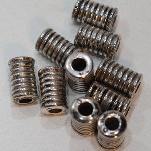 Beads Silver Round Grooved Tube Beads 16mm