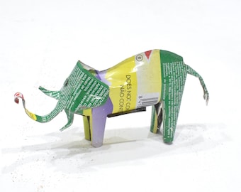 African Folk Art Toy Elephant Recycled Tin Can Tanzania