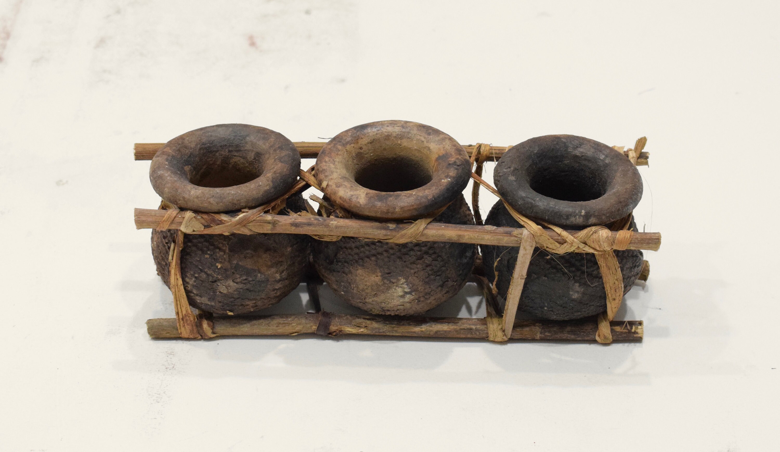 African Triple Clay Pot's Kenya Storage Bamboo Clay Pots