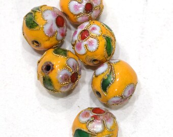 Beads Chinese Yellow Cloisonne Beads