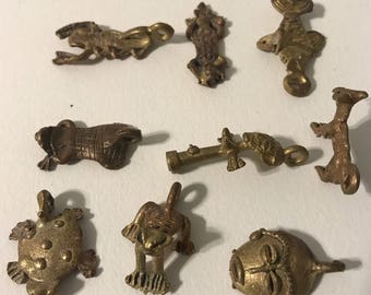 African Bronze Charms Cast Animals Ghana Charms