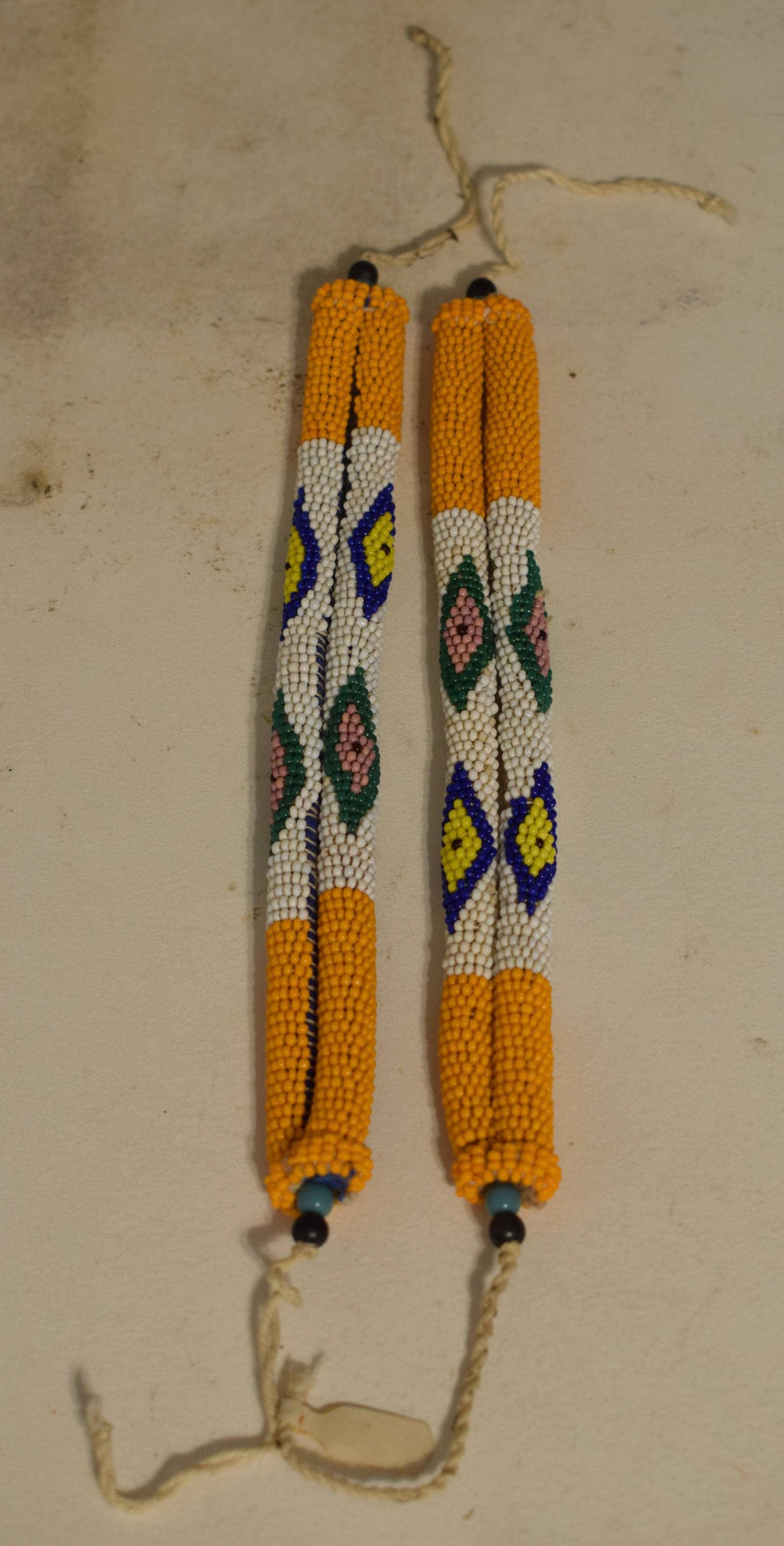 African Zulu Pair Anklets Orange White South African Bride Beaded Zulu